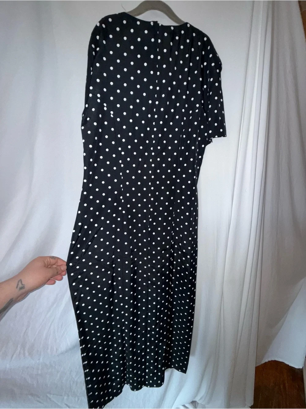 My Michelle Black & White Polka Dot Button-Front Midi Dress
